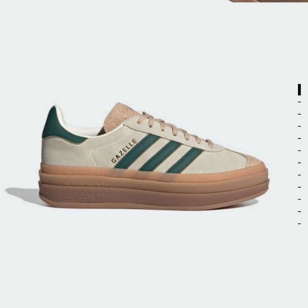 NWT Adidas Gazelle Bold Platform Gum Sole Cream Collegiate Green Women US 6.5